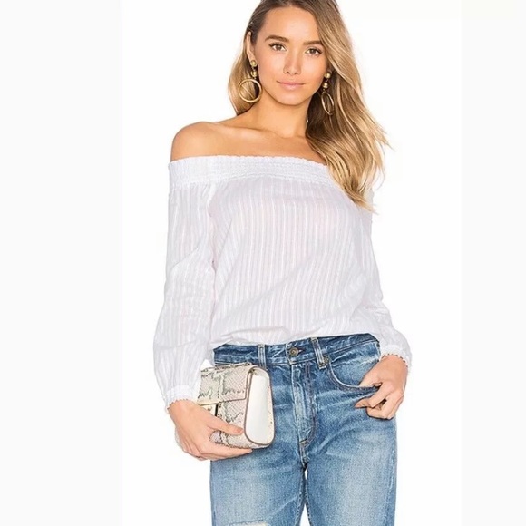 rag & bone Tops - Rag & Bone off shoulder white cotton top Sz S NWT